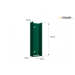 Pamato laikiklis RAL6005 ŽALIAS BLIZGUS U60X200 metalinis