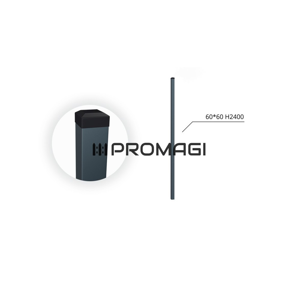 60x60x2 H2400 stulpas cinkuotas RAL7016