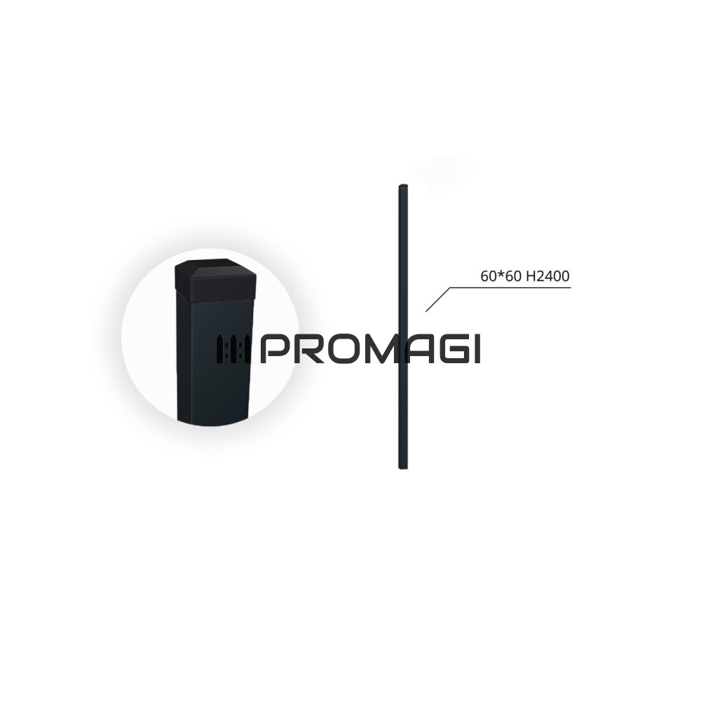 60x60x1.5 H2400 stulpas cinkuotas RAL9005