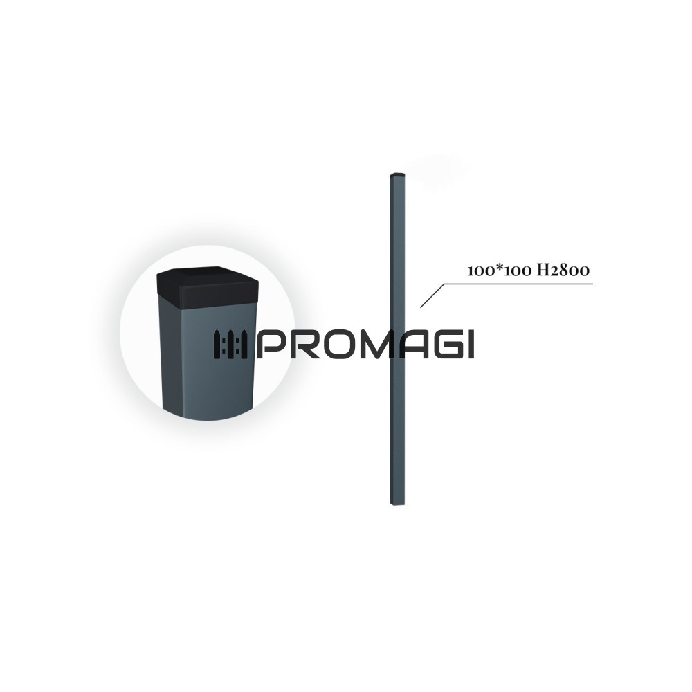 100x100x3 H2800 stulpas cinkuotas RAL 7016