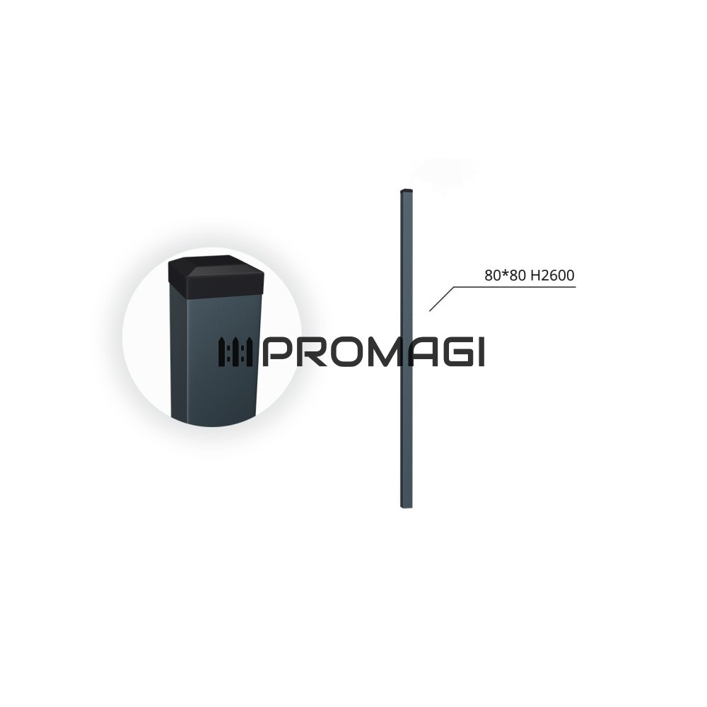 80x80x2 H2600 stulpas cinkuotas RAL 7016