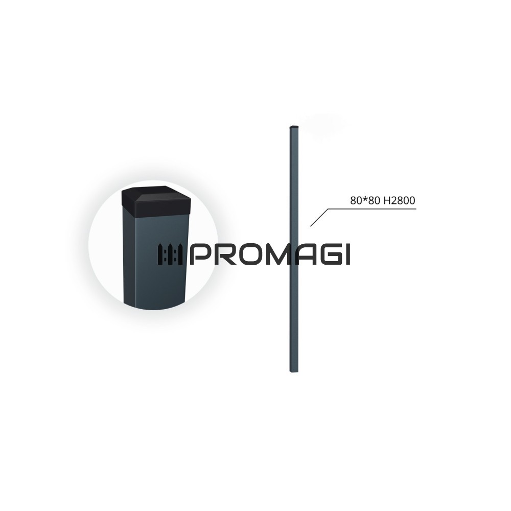 80x80x2 H2800 stulpas cinkuotas RAL 7016