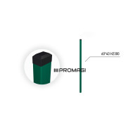 60X40X1.3  H2300 stulpas cinkuotas RAL 6005