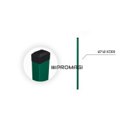 60X40X1.3  H2300 stulpas cinkuotas RAL 6005