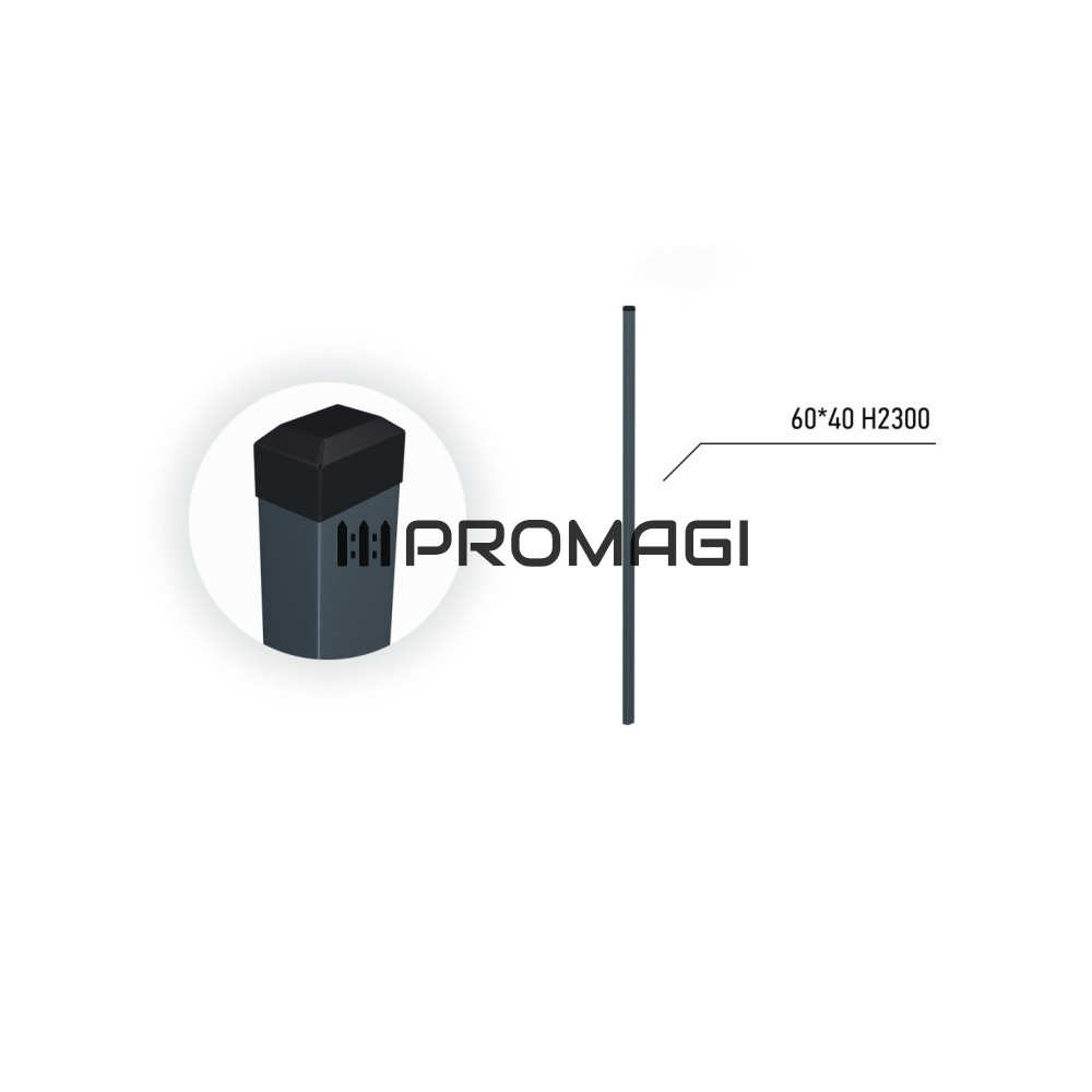 60x40x1.3  H2300 stulpas cinkuotas RAL 7016