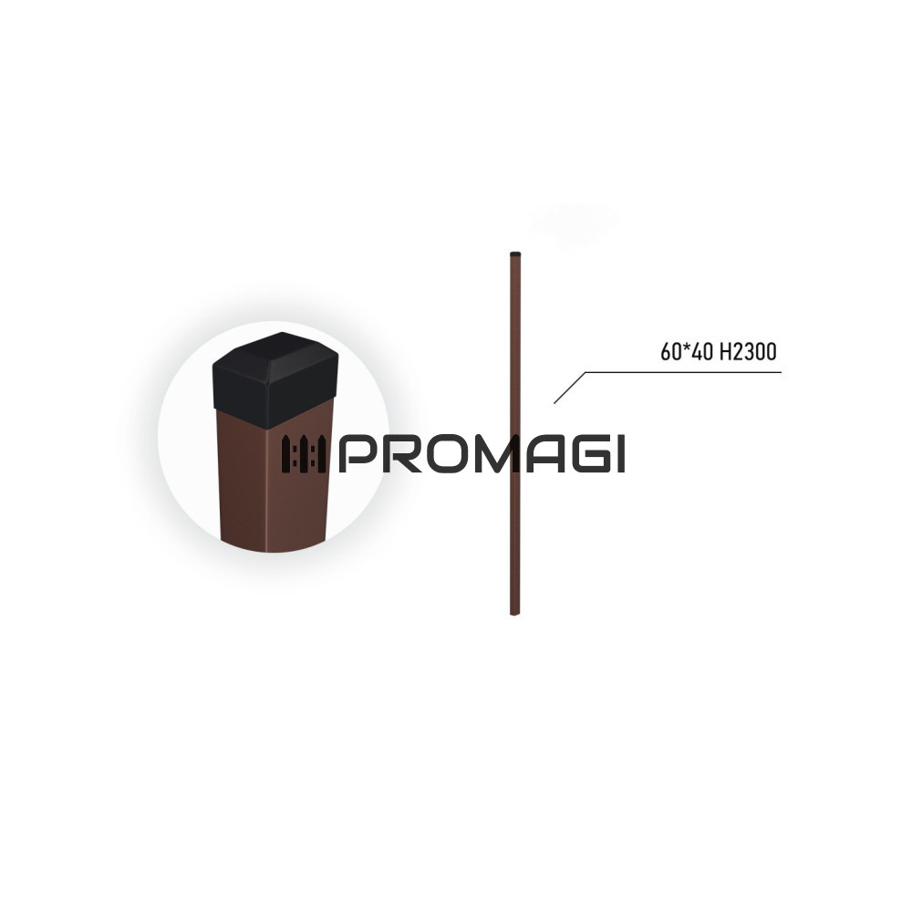 60x40x1.3 H2300 stulpas cinkuotas RAL 8017