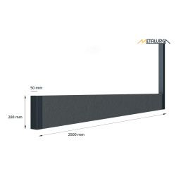 Surenkamas tvoros pamatas PILKAS 200X2500 lygus 